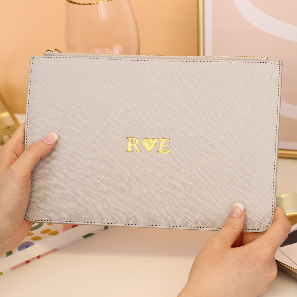 Personalised Heart Clutch Bag