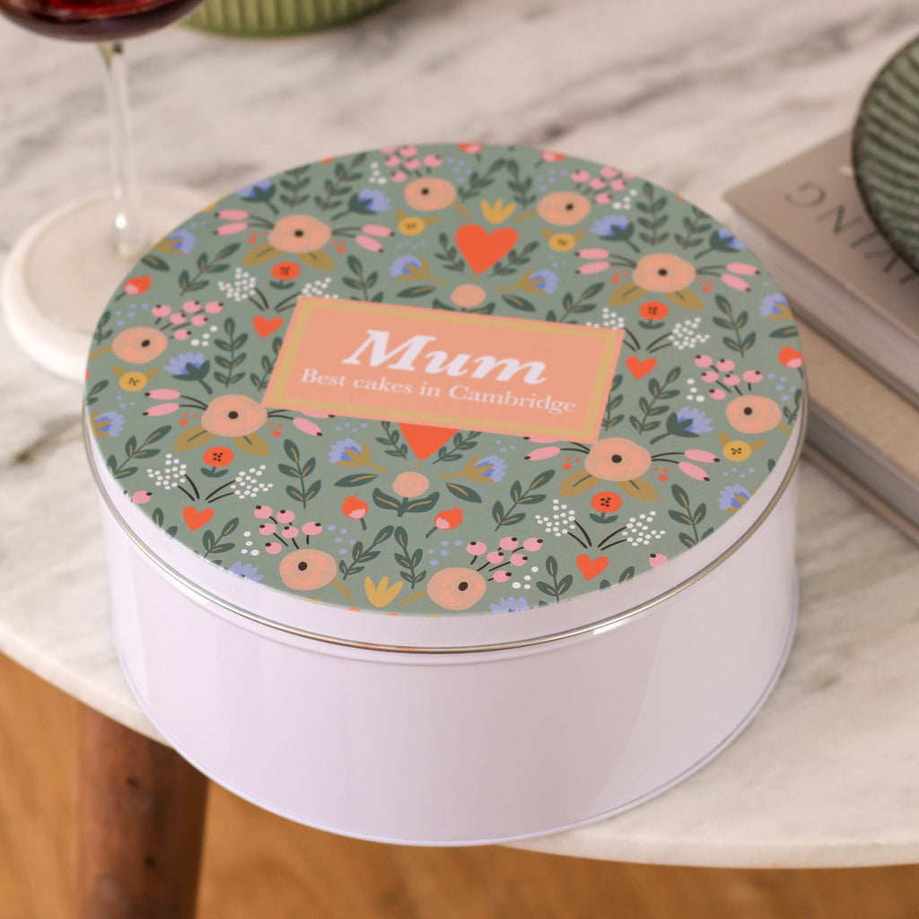 Personalised Floral Cake Tin Baking Gift For Her
