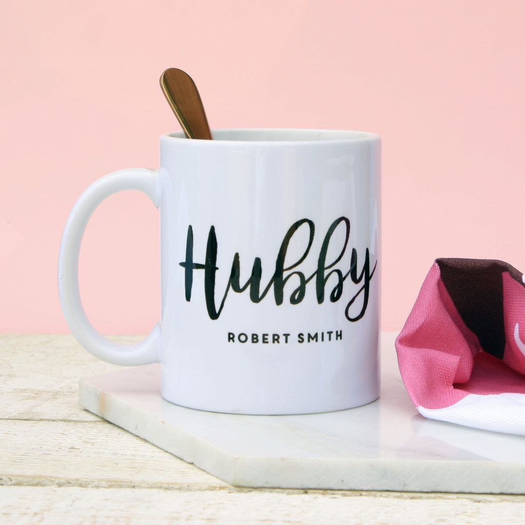 Personalised Hubby And Wifey Mug