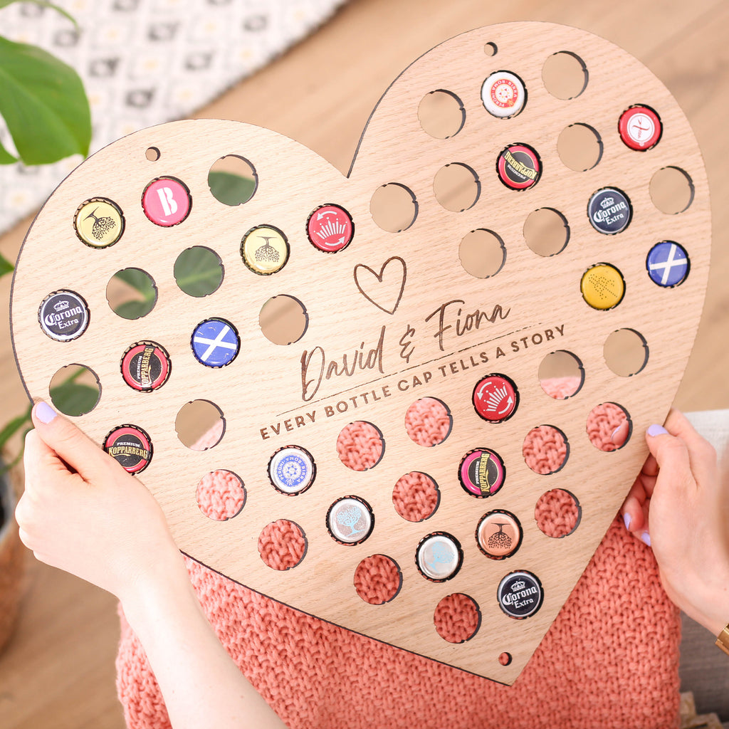 Personalised Heart Shaped Beer Bottle Collector