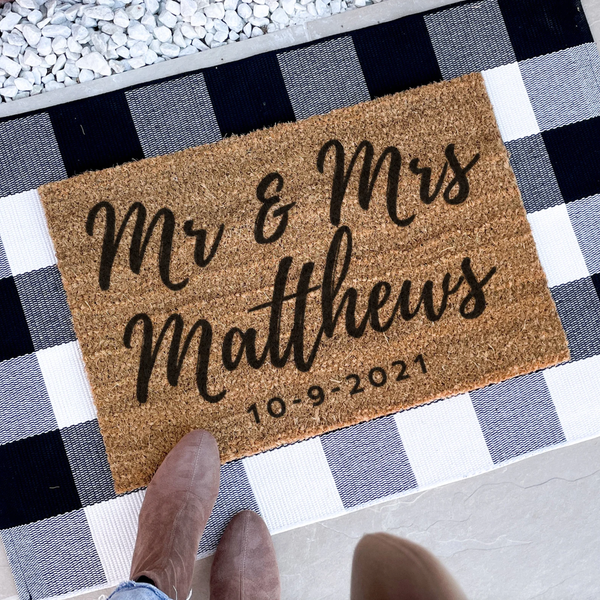 Personalised Mr And Mrs Door Mat
