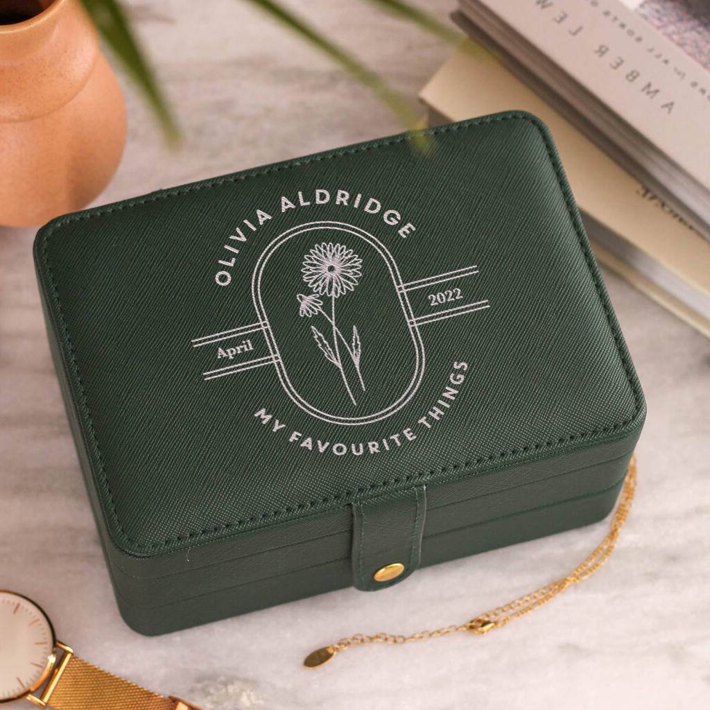 Personalised Birth Flower Jewellery Box
