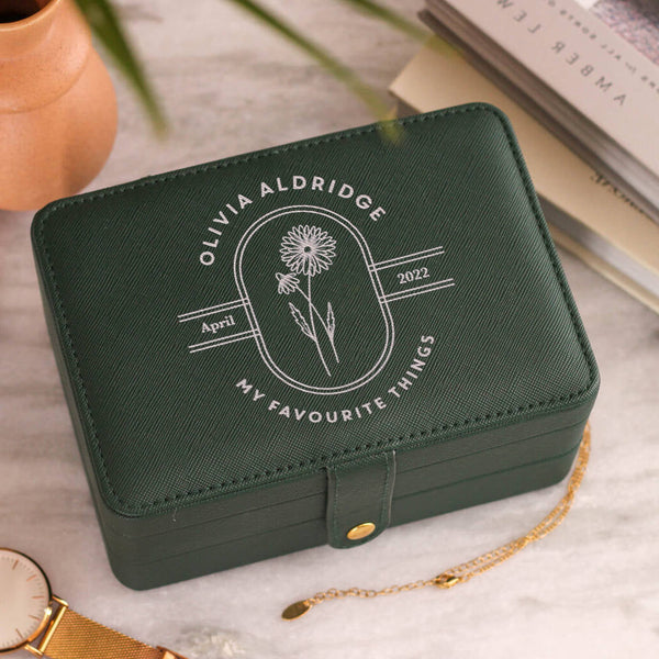Personalised Birth Flower Jewellery Box