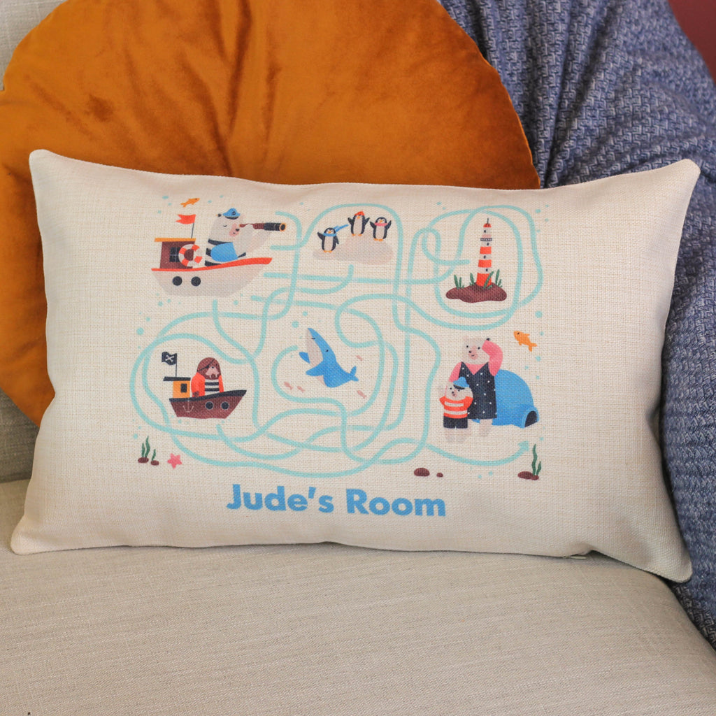 Personalised Polar Sea Cushion Story Time Or Nursery Gift For Kids Room