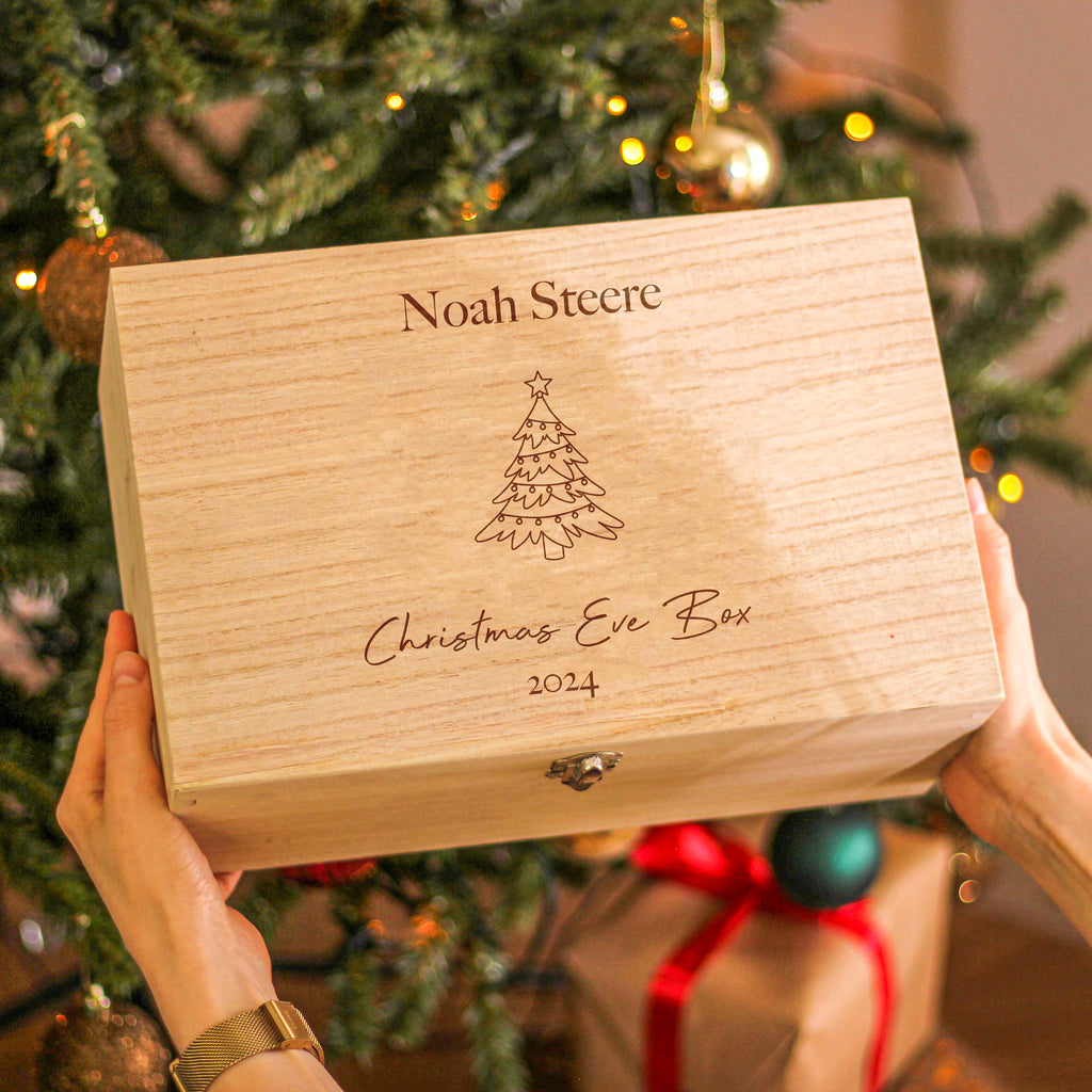 Personalised Christmas Eve Tree Keepsake Box Gift For Boy Or Girls Room Decoration