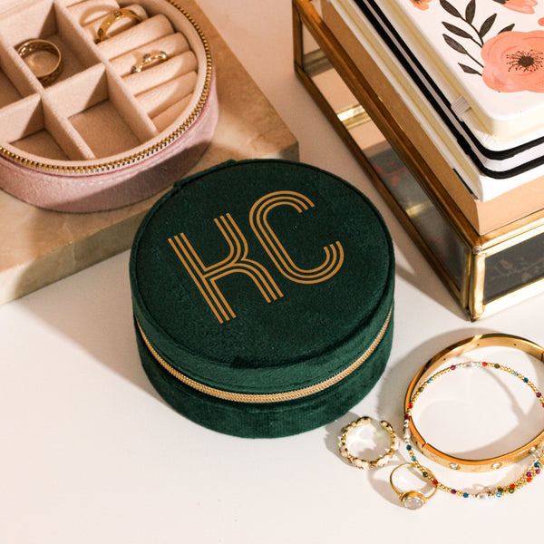 Personalised Initials Velvet Jewellery Box Travel Gift For Her Or For Home