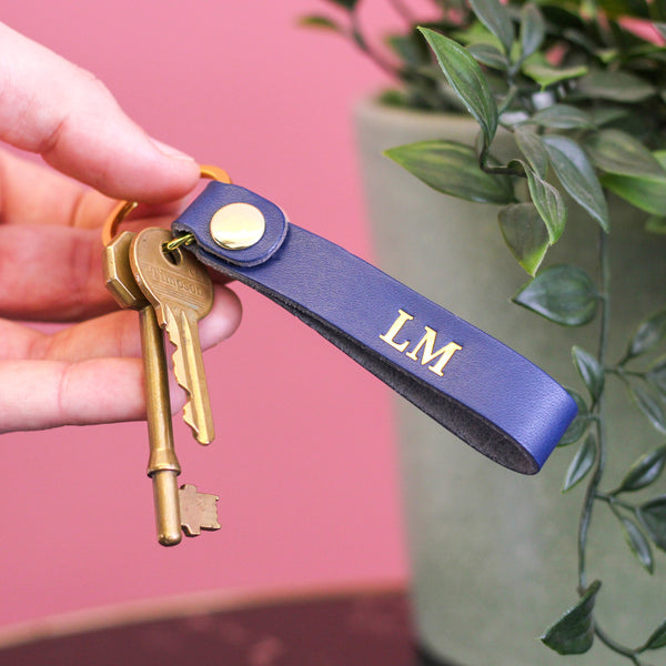 Personalised Leather Keyring Loop Gift For New Home
