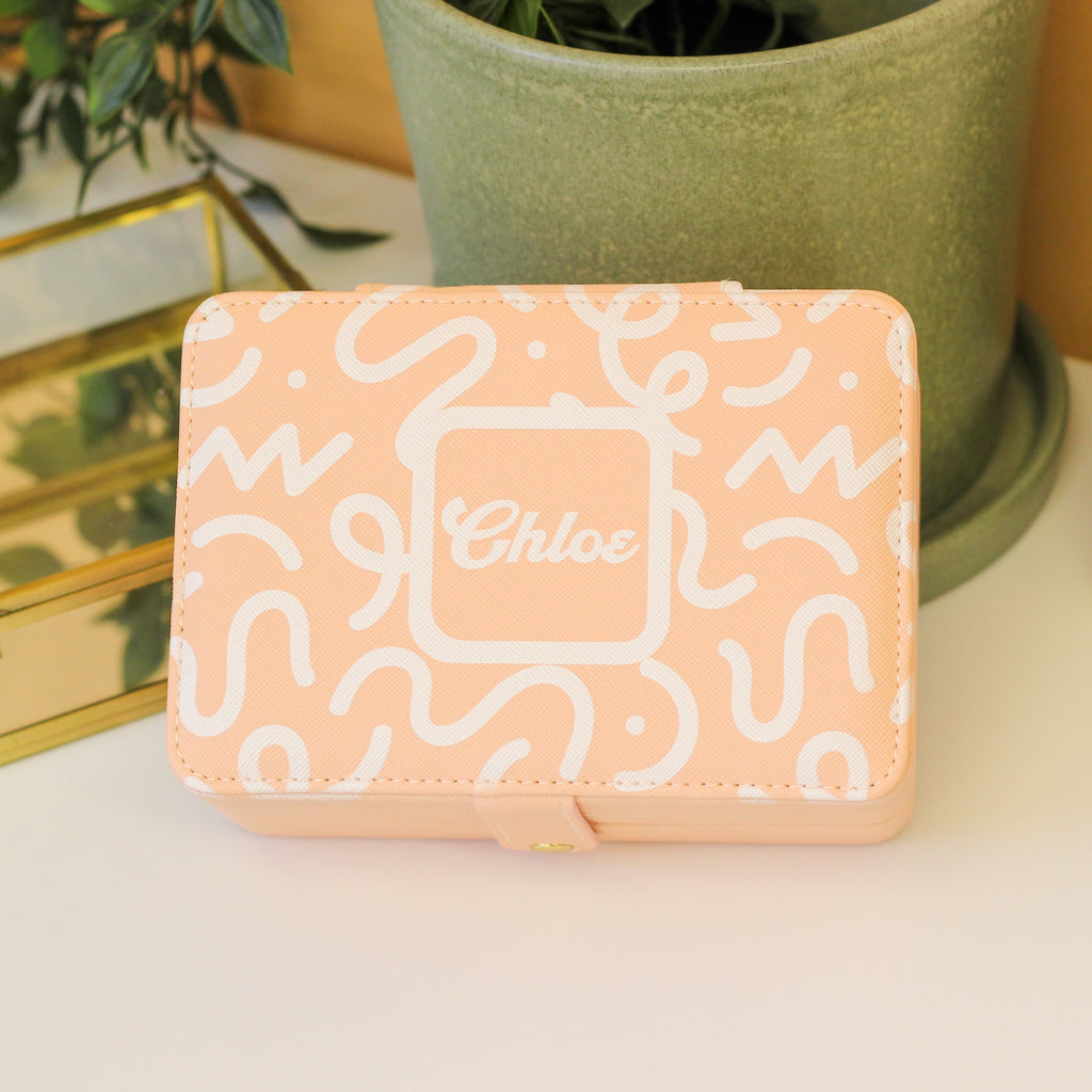 Rectangular Jewellery Box White Abstract Design