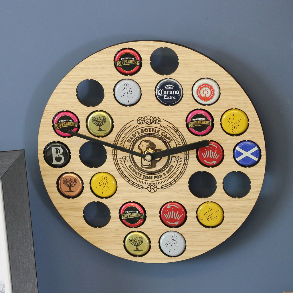 Personalised Clock Beer Bottle Cap Collector Gift
