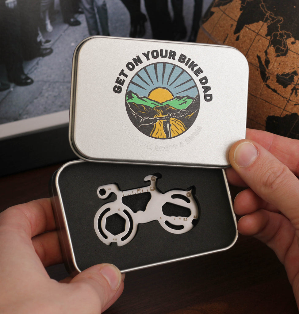 Personalised Handlebars Mountain Bike Tin Tool Gift For Dad