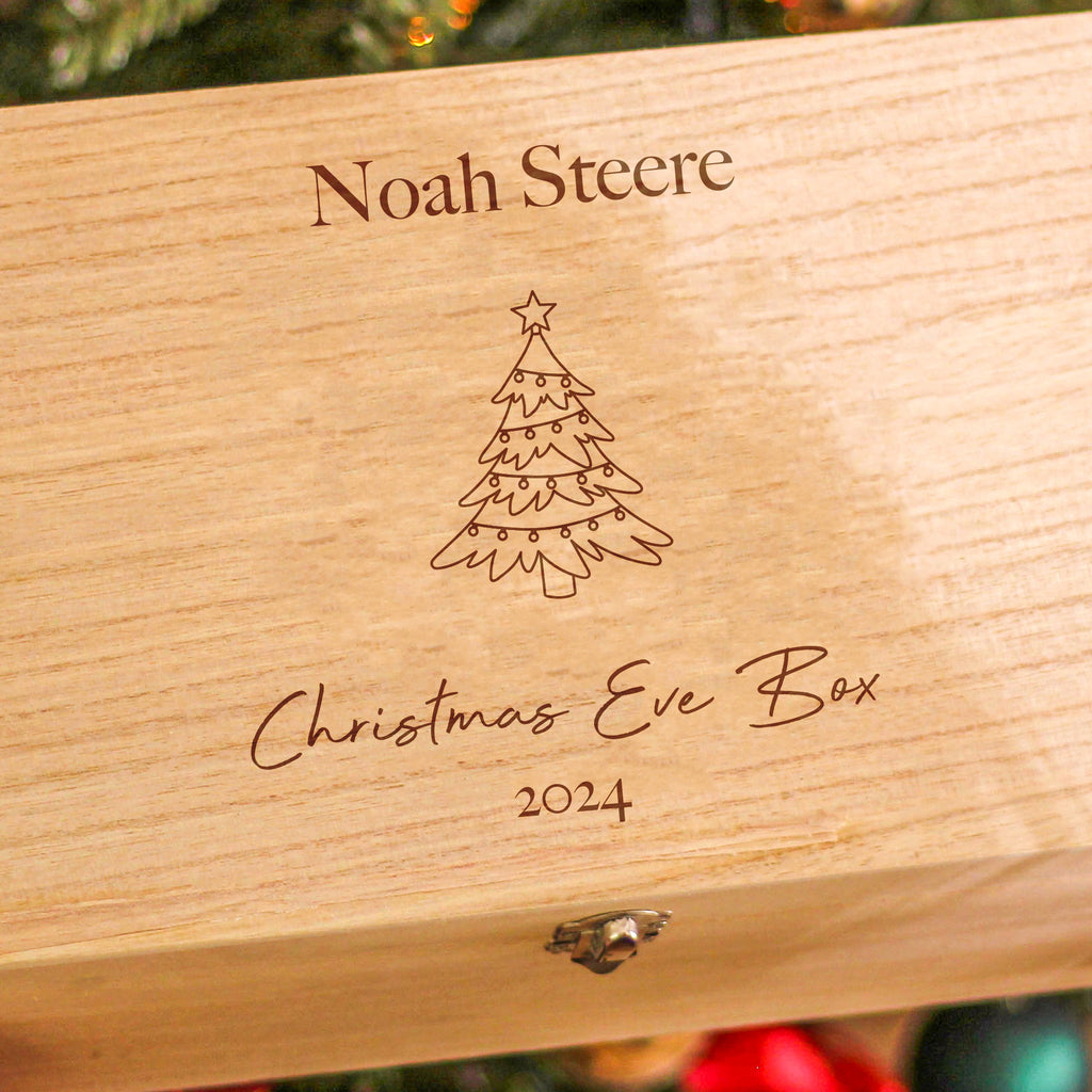 Personalised Christmas Eve Tree Keepsake Box Gift For Boy Or Girls Room Decoration