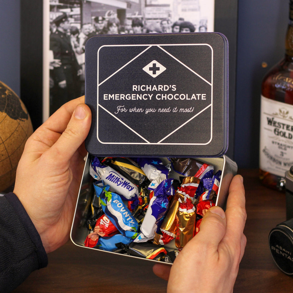 Personalised Emergency Chocolate Gift Tin Set