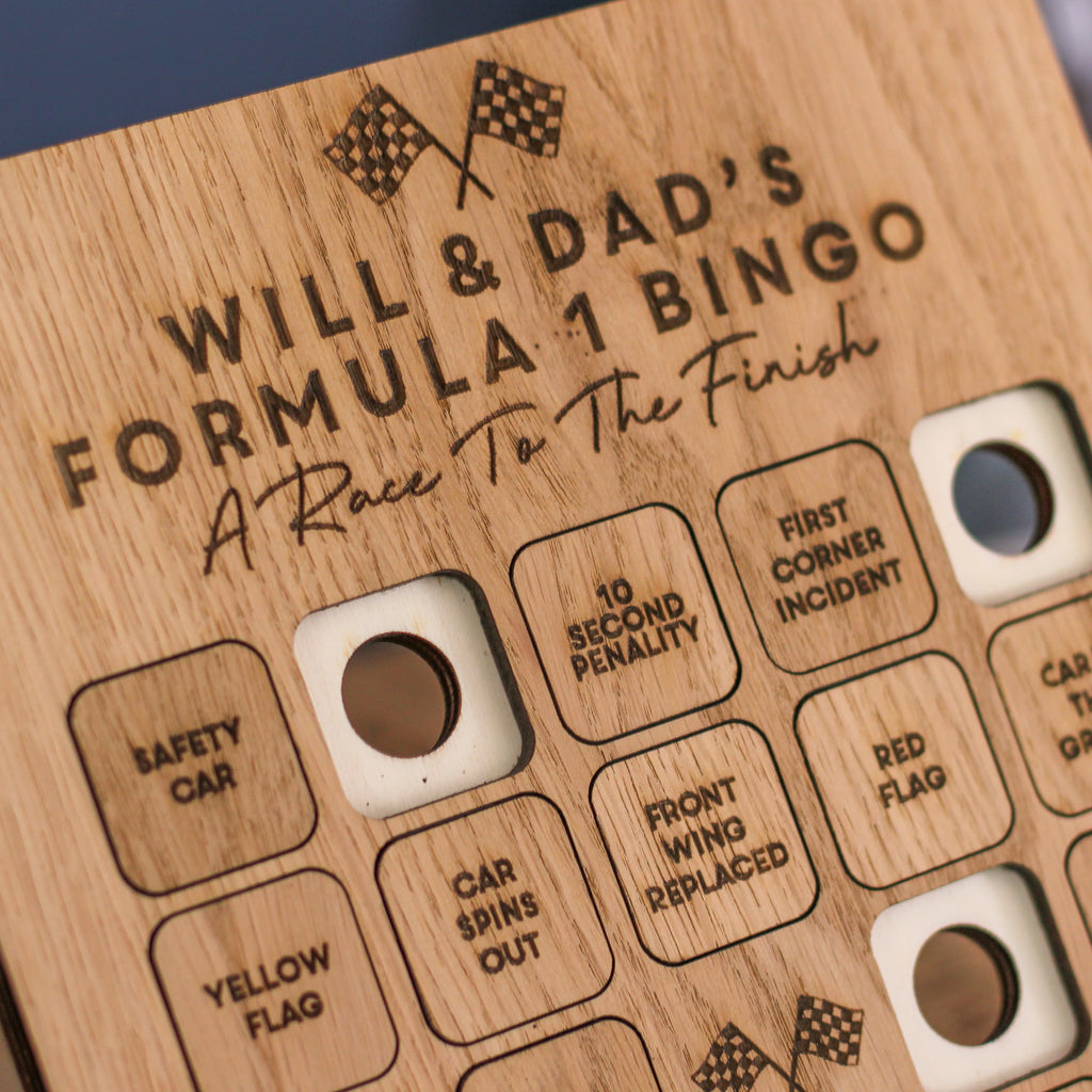 Personalised Set Of Two Car Racing Bingo Family Game