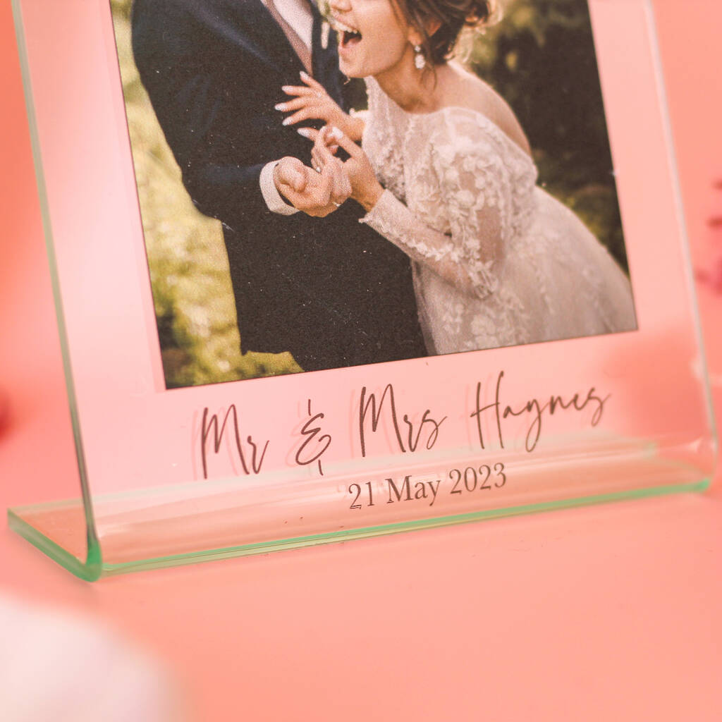Personalised Glass Style Mr And Mrs Wedding Photo Frame