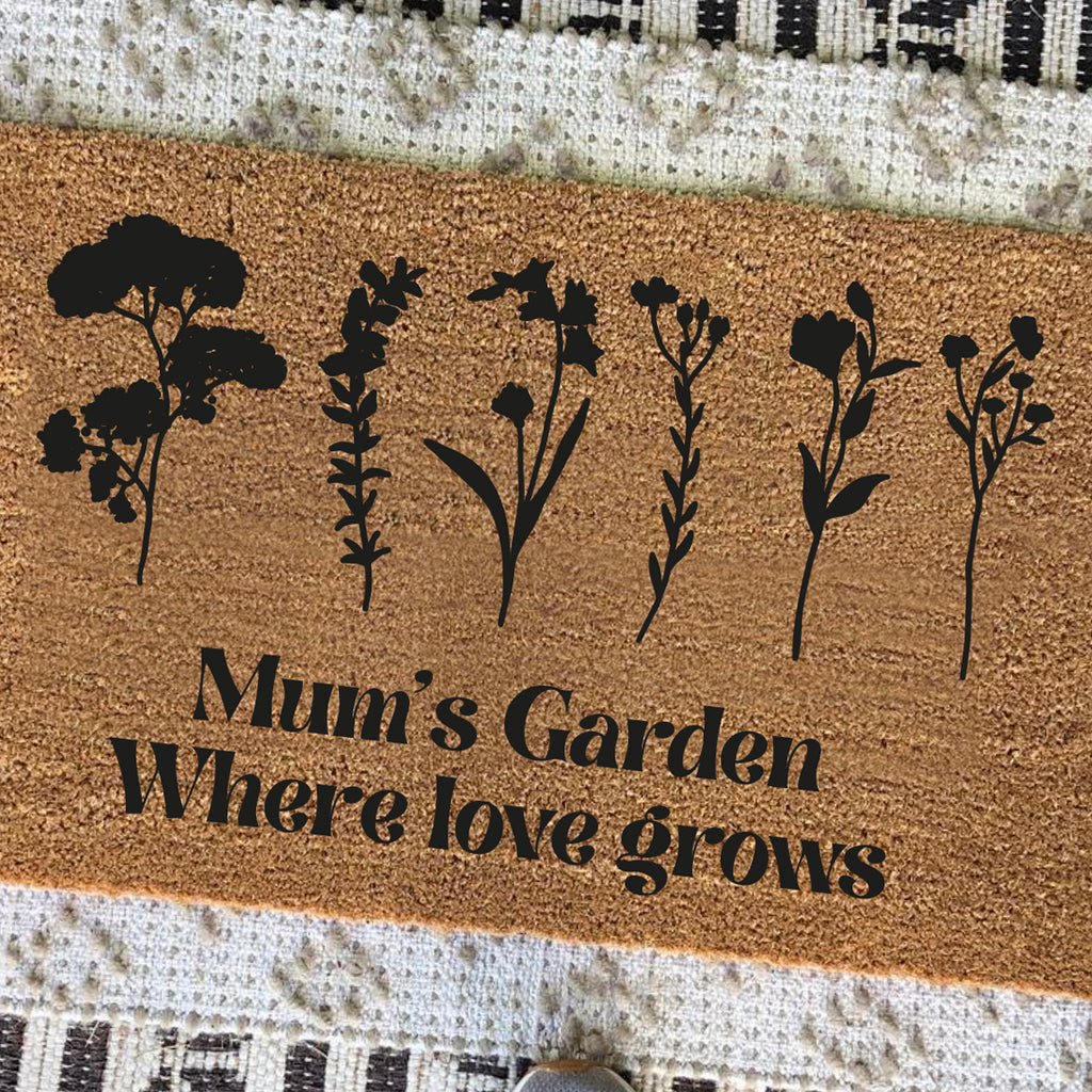 Personalised Flowers Doormat For Mum's Garden Gift