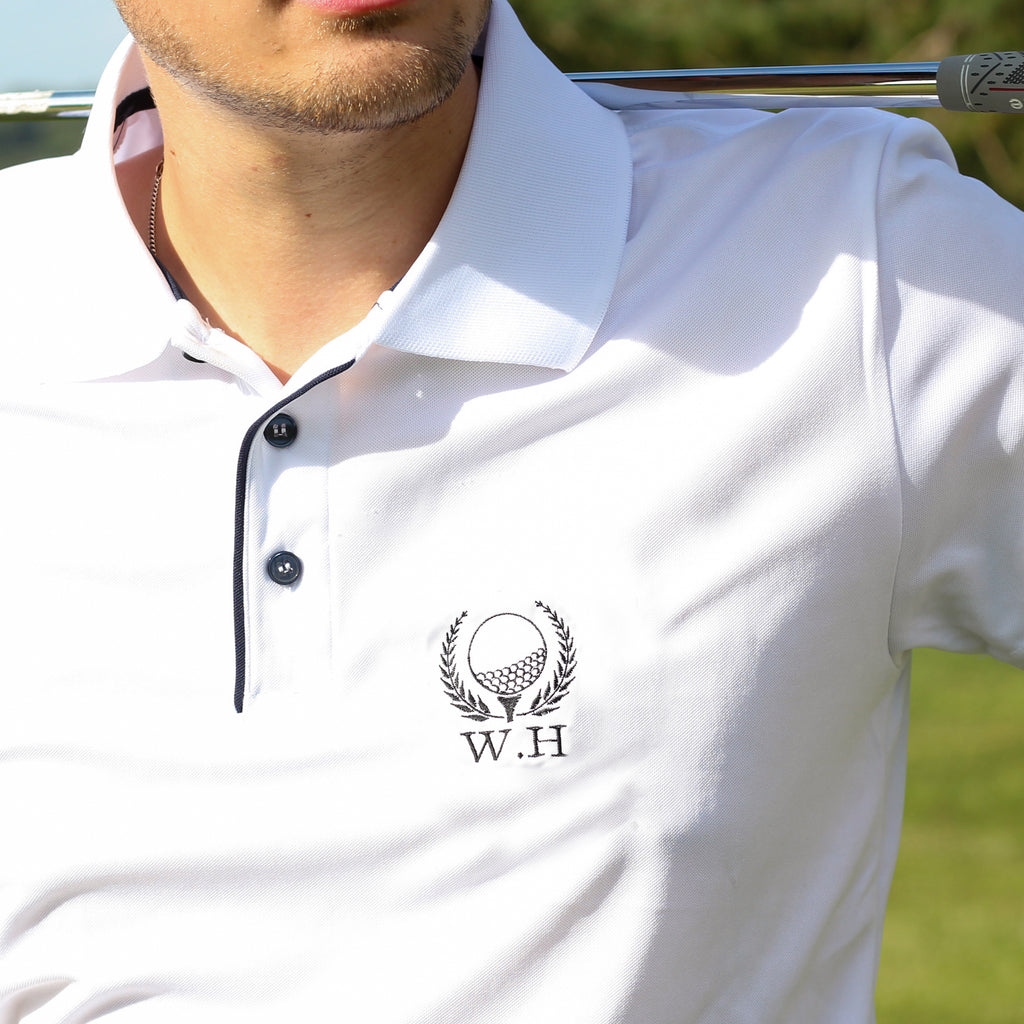 Personalised Golf Wreath Polo Top For Men Gift
