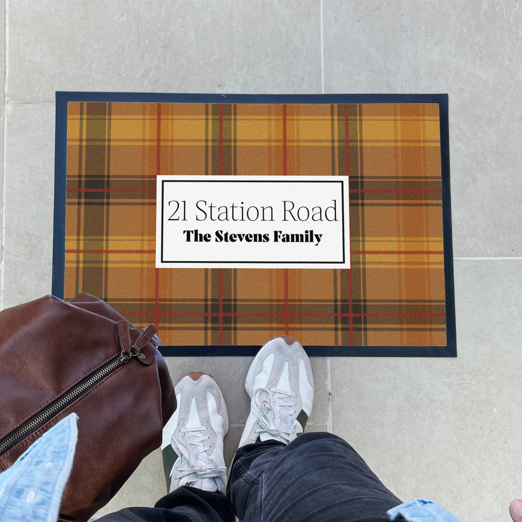Personalised Gingham House Warming Gift Check Doormat