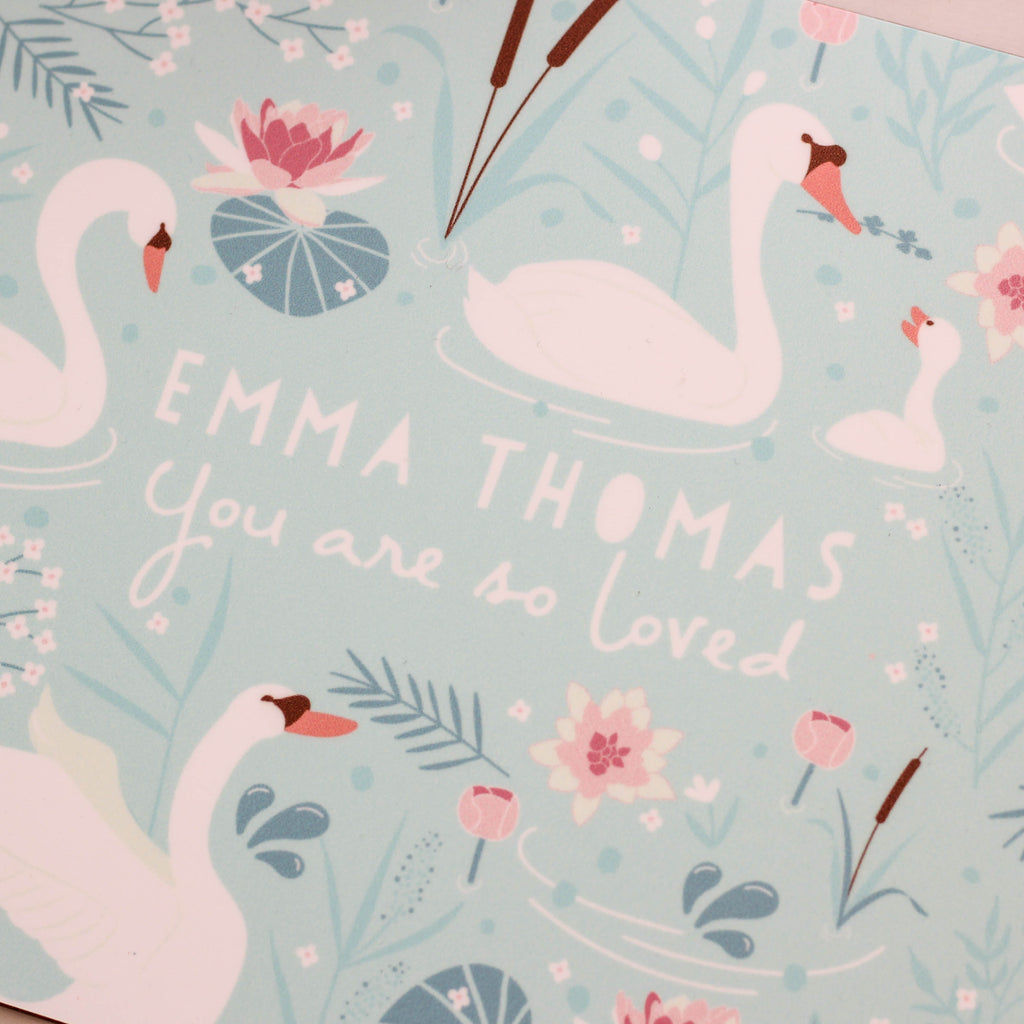 Personalised Swan Kids Placemat Board Gift