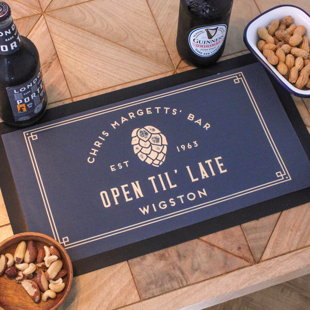 Personalised Vintage Bar Runner Mat For Home Bar