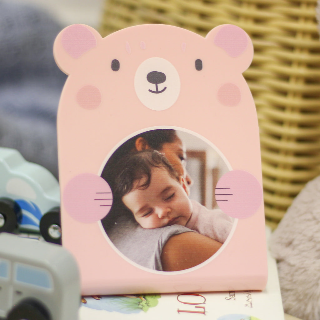 Personalised Pink Bear Baby Gift Photo Frame