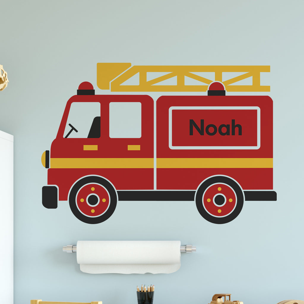 Personalised Fire Engine Wall Sticker Room Decor Art