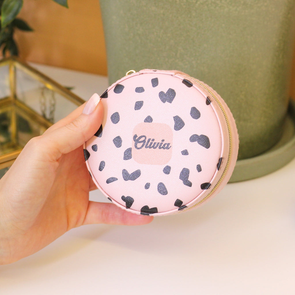 Personalised Dalmatian Dot Jewellery Box Round
