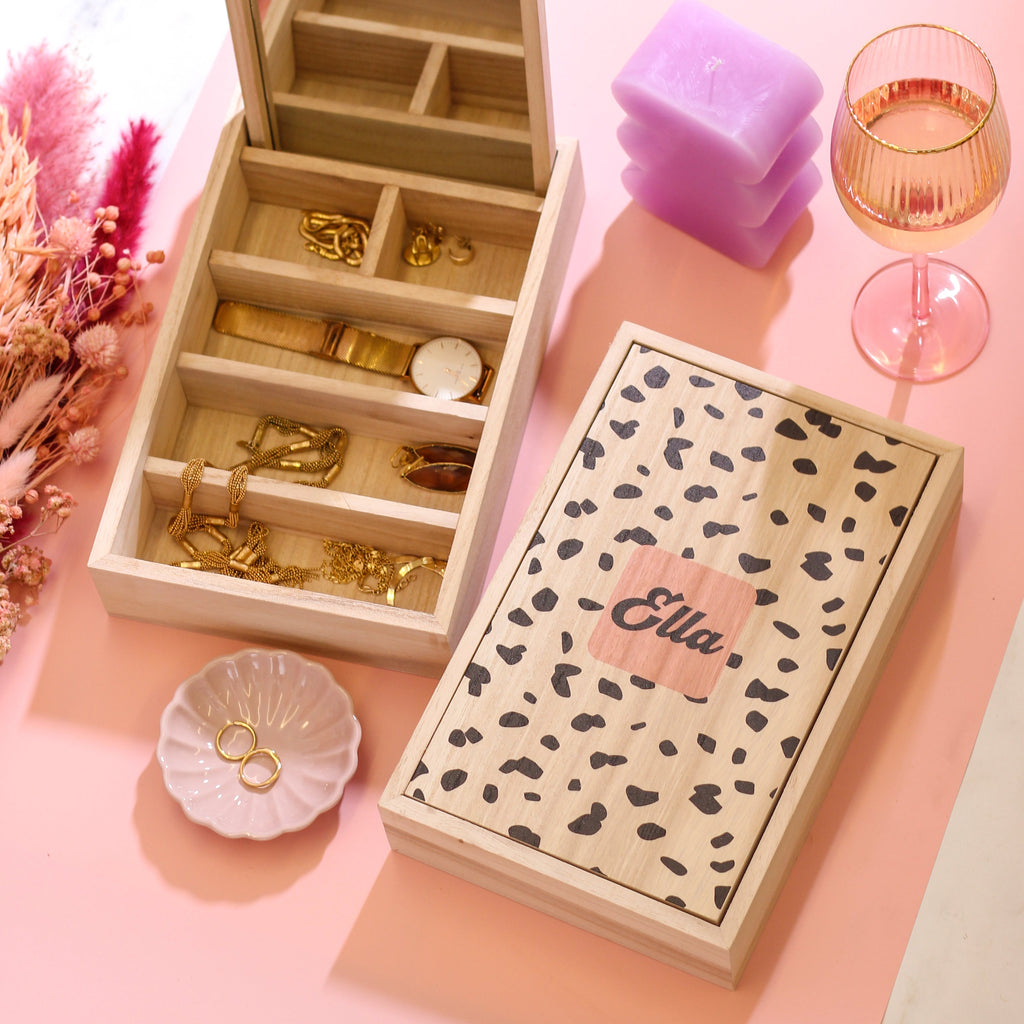 Personalised Dalmatian Dots Rectangular Jewellery Box