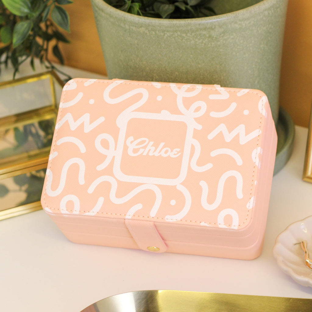 Rectangular Jewellery Box White Abstract Design