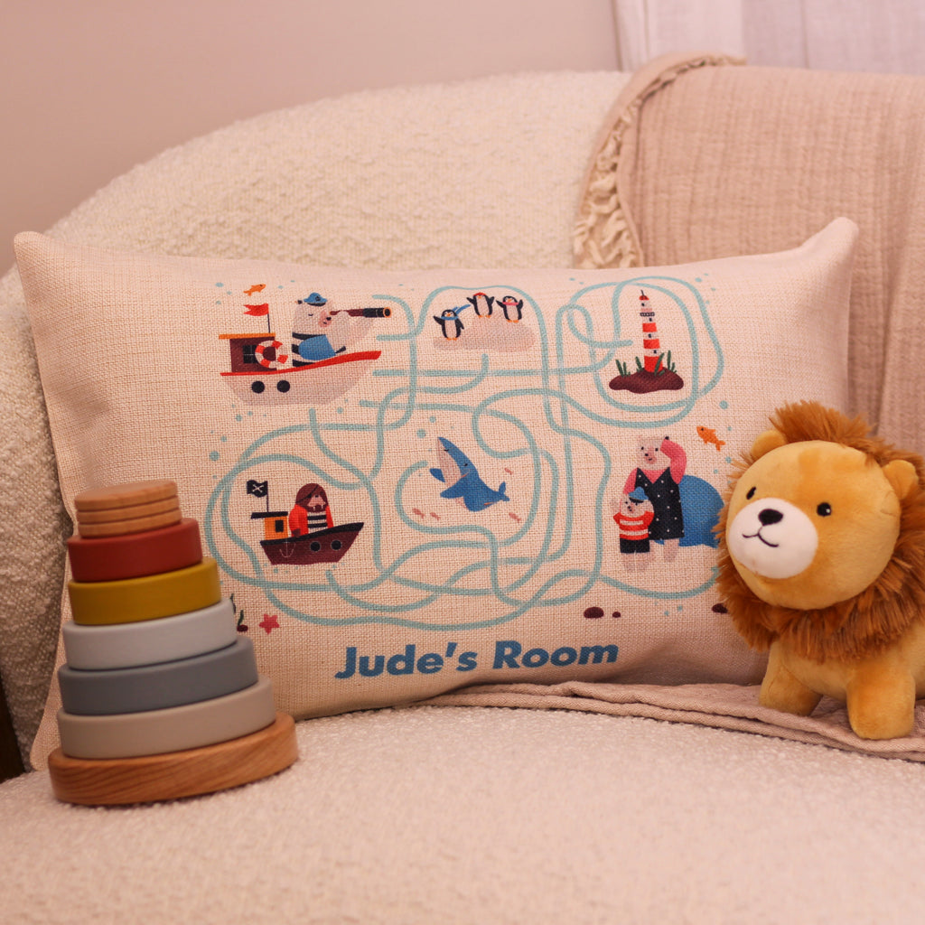 Personalised Polar Sea Cushion Story Time Or Nursery Gift For Kids Room