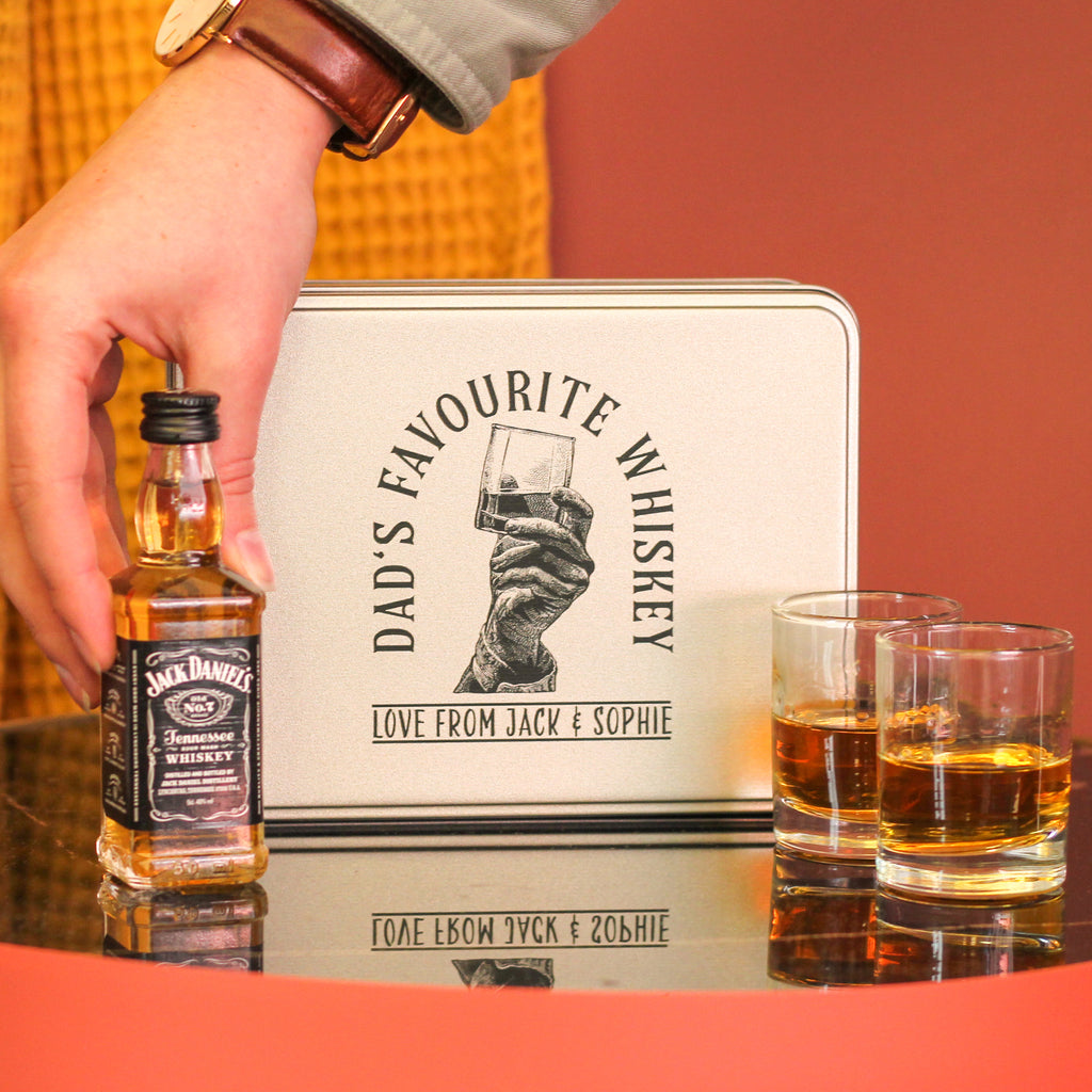 Personalised Dad's Favourite Whiskey Tin Gift Set