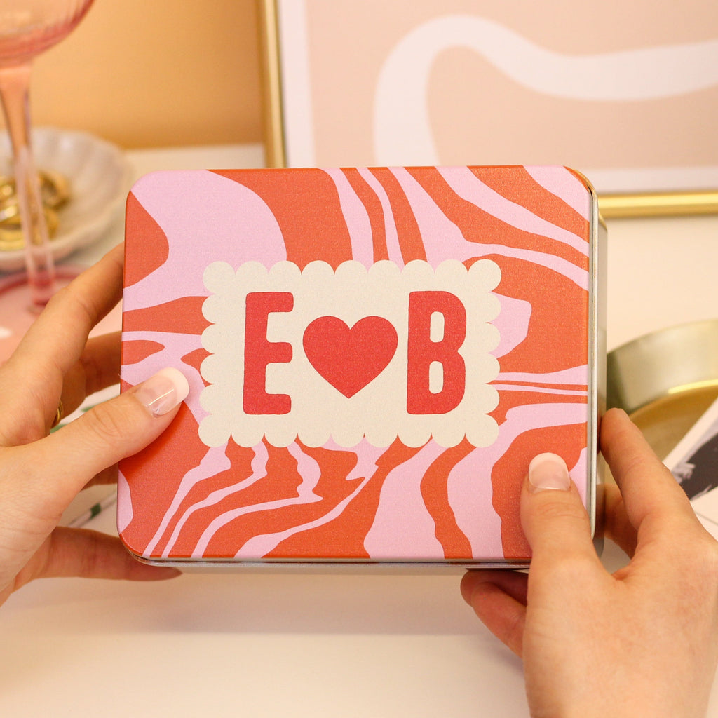 Personalised Couples Love Heart Golf Tin Gift Set