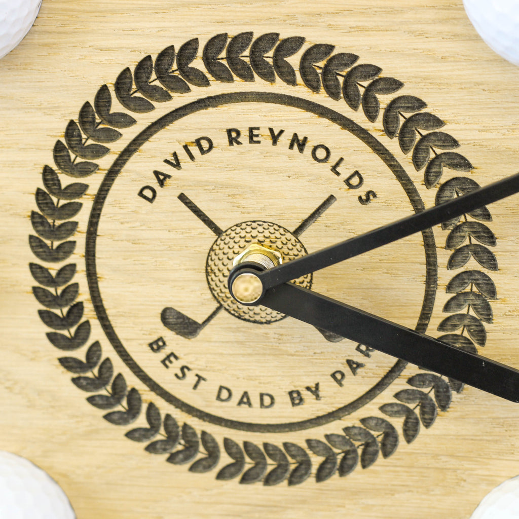 Personalised Golf Ball Clock Wall Art Gift For Men