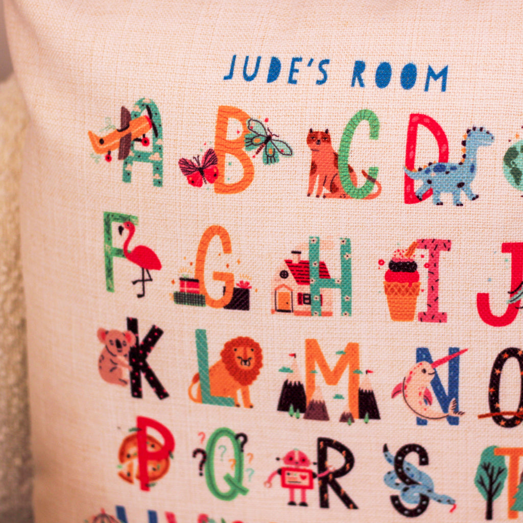 Personalised Alphabet Cushion For Kids Room Or Nursery