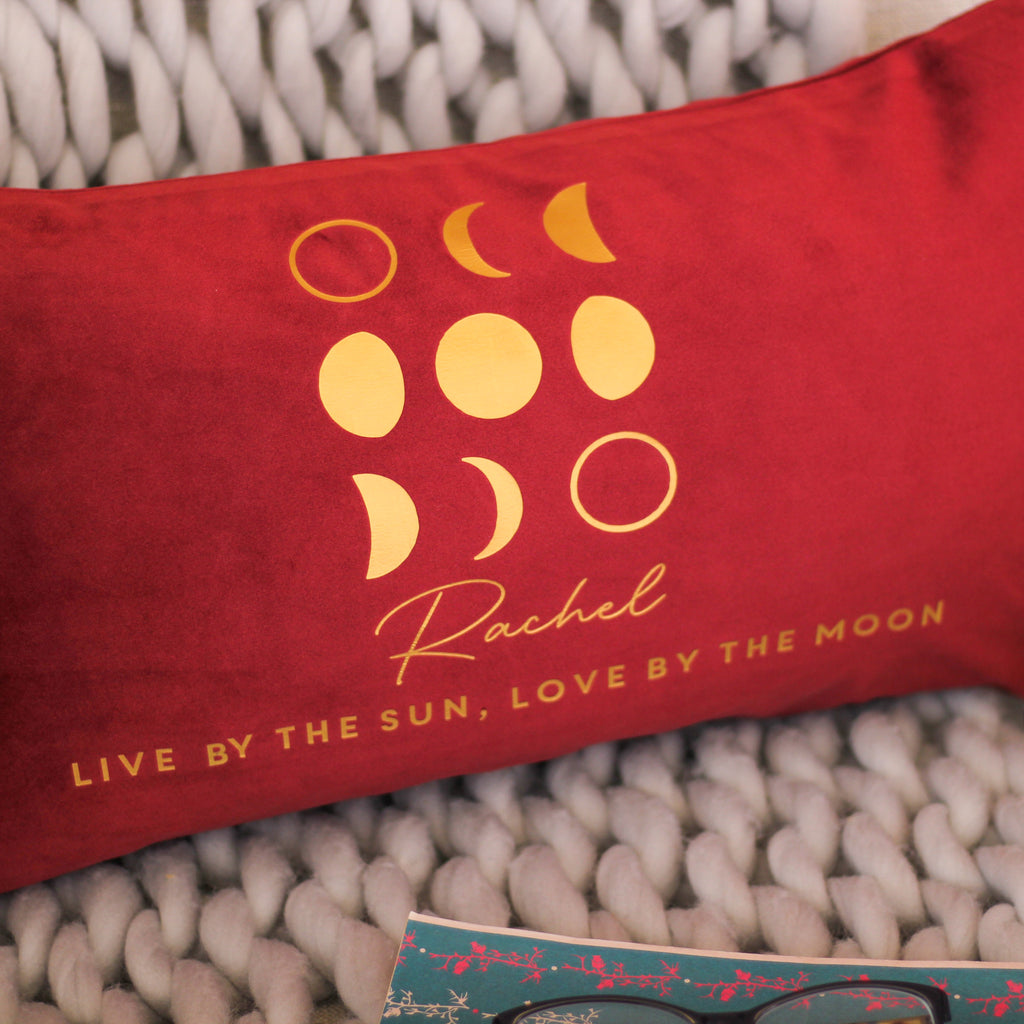 Personalised Moon Phases Velvet Cushion Gift For Her