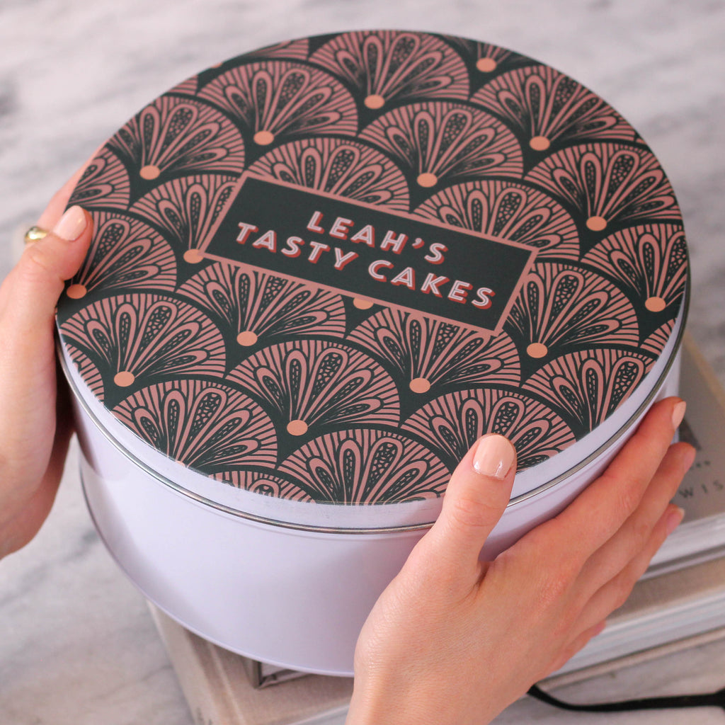 Personalised Art Deco Baking Cake Tin Gift Small And Large Bundle