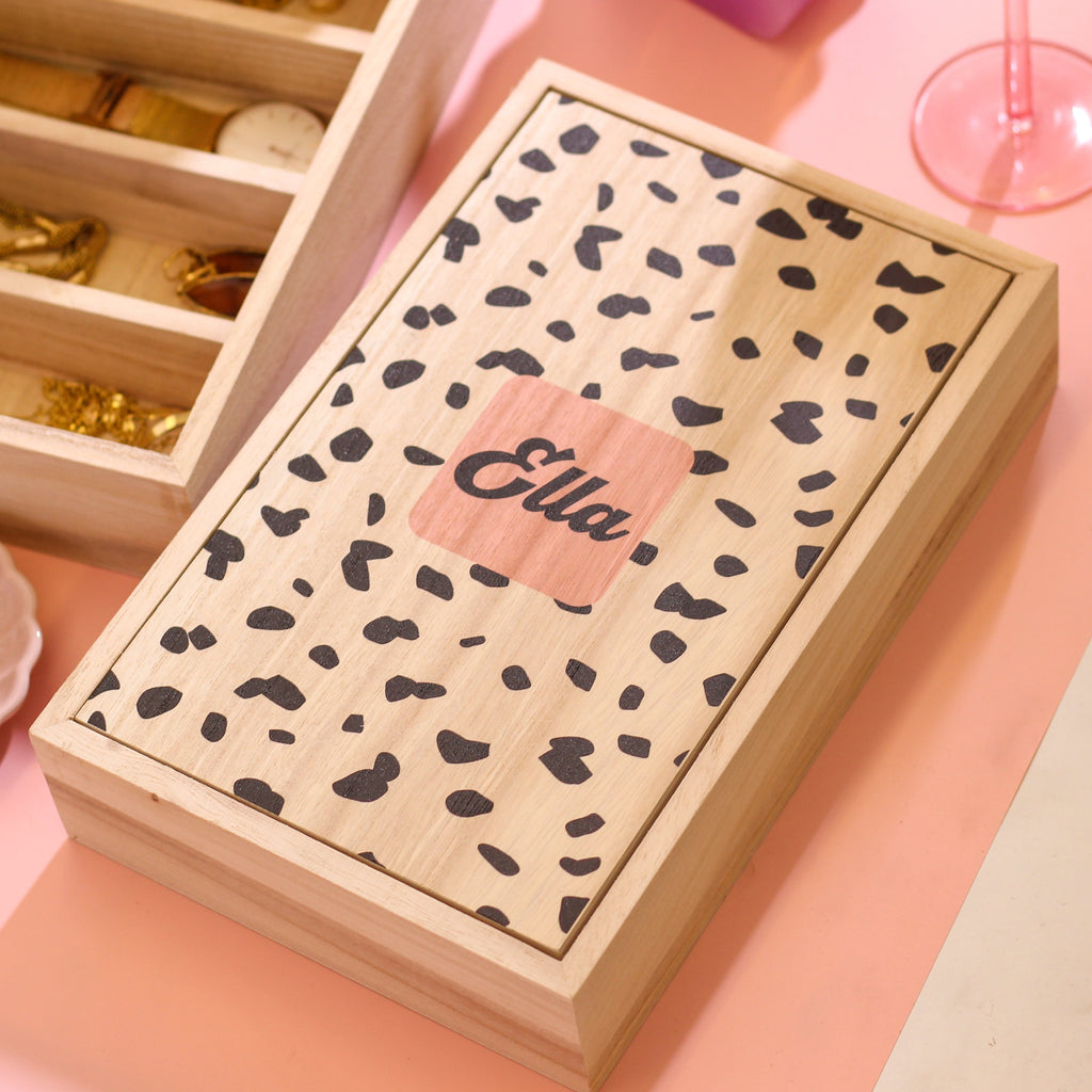 Personalised Dalmatian Dots Rectangular Jewellery Box