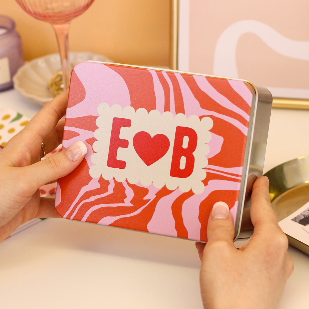 Personalised Couples Love Heart Golf Tin Gift Set