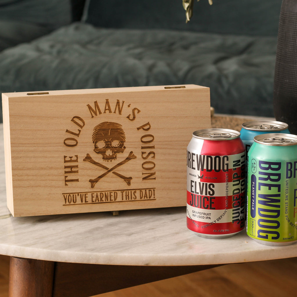 Personalised Old Man's Poison Dad Gift Beer Box