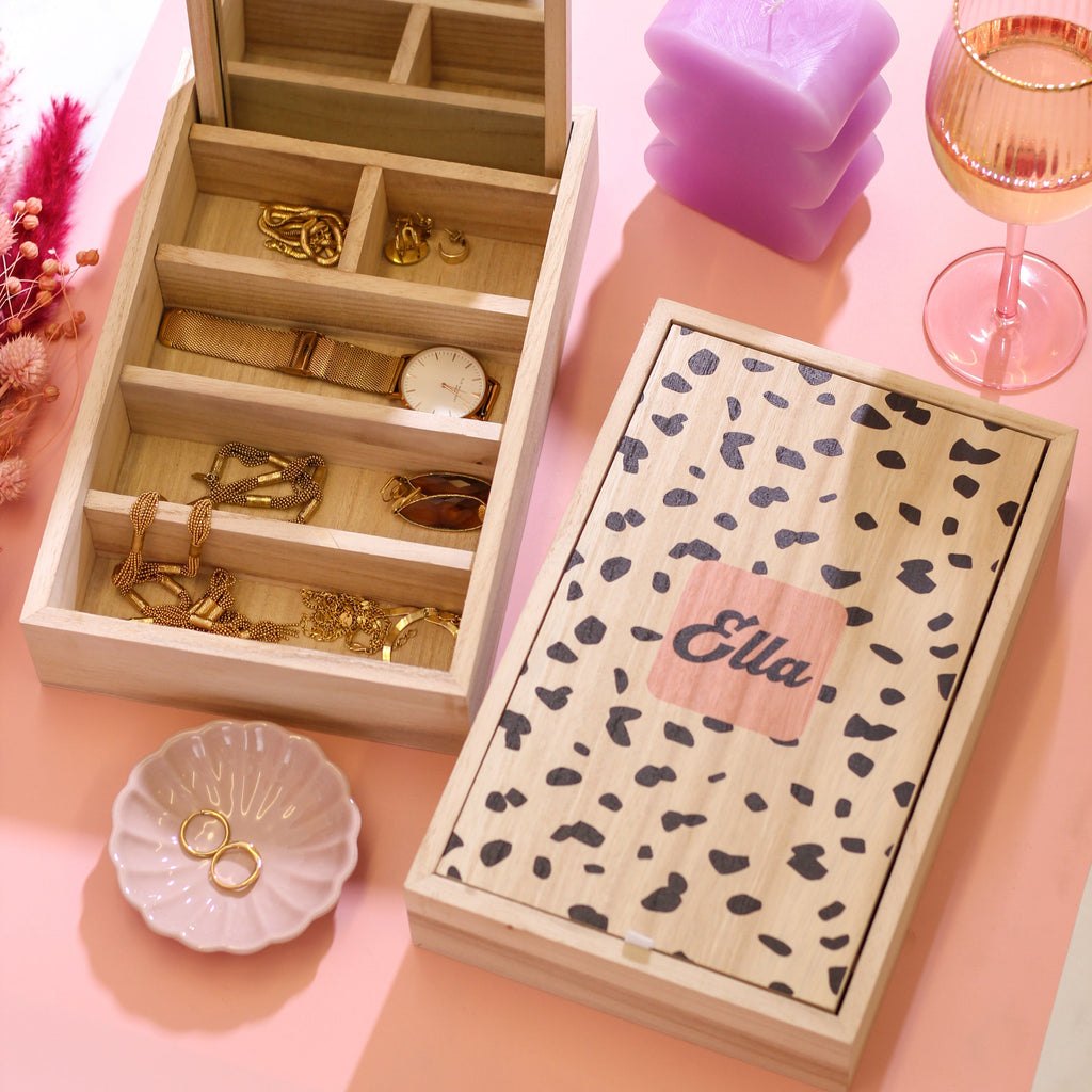 Personalised Dalmatian Dots Rectangular Jewellery Box