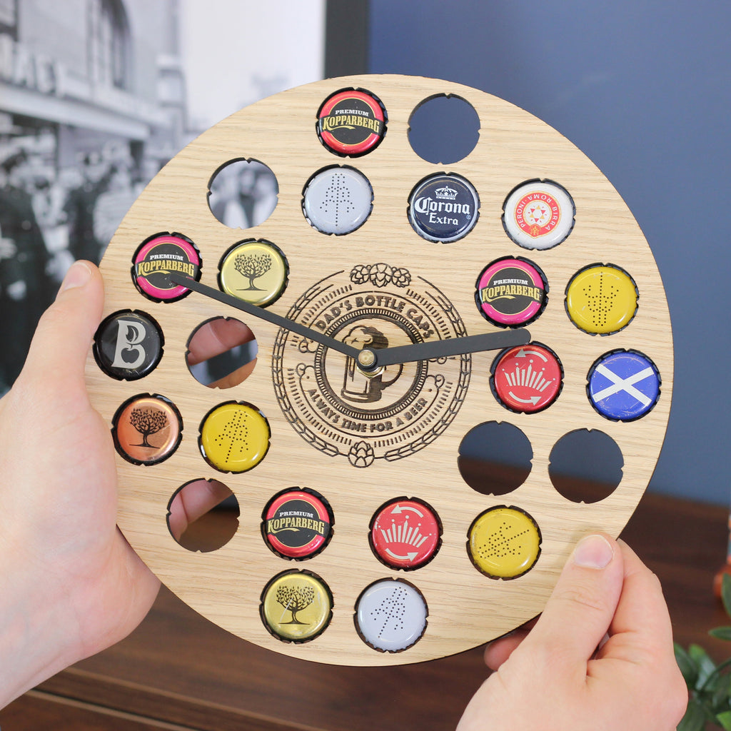 Personalised Clock Beer Bottle Cap Collector Gift