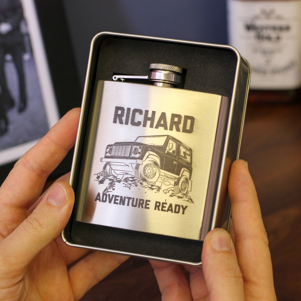 Personalised Truck Hip Flask Tin With Matching Tin