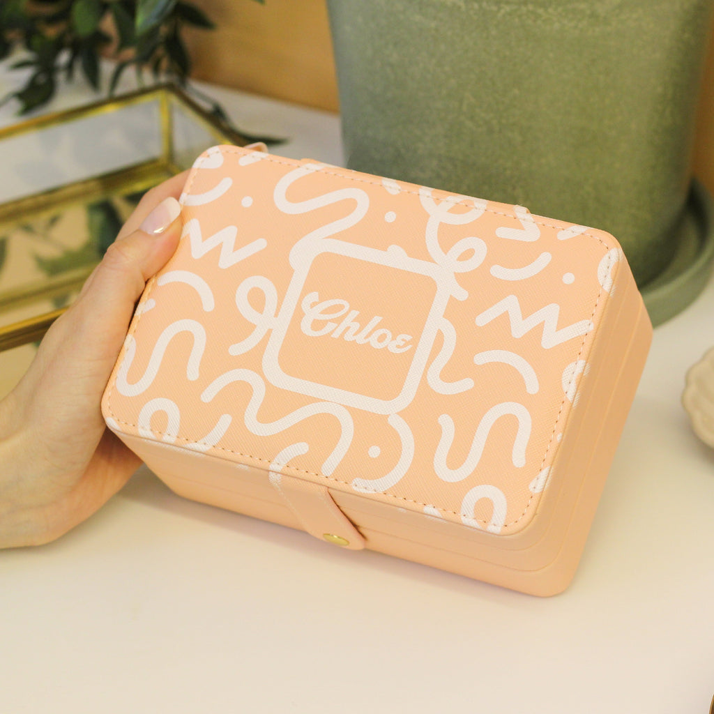 Rectangular Jewellery Box White Abstract Design