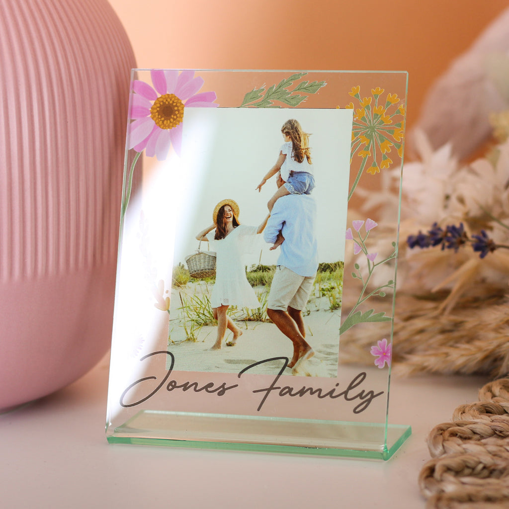 Personalised Pressed Flowers Family Photo Frame