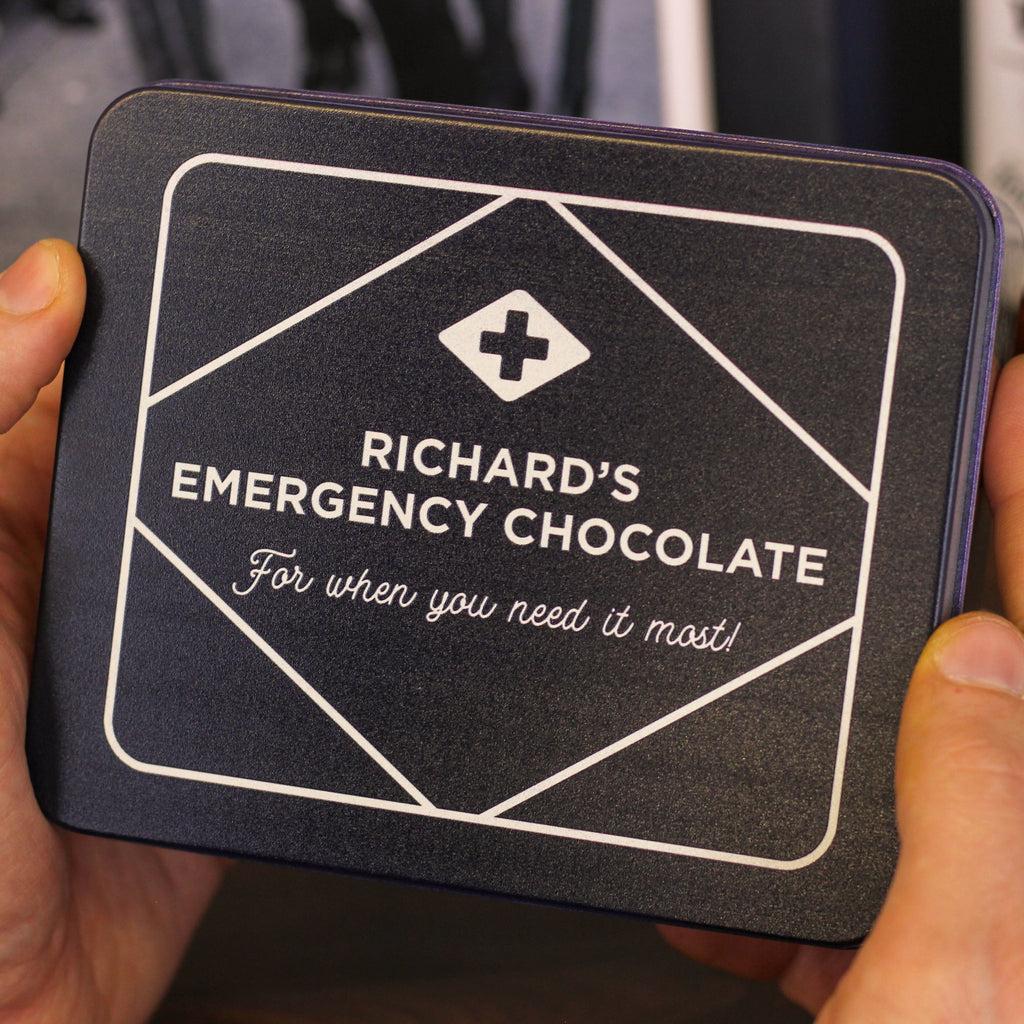 Personalised Emergency Chocolate Gift Tin Set