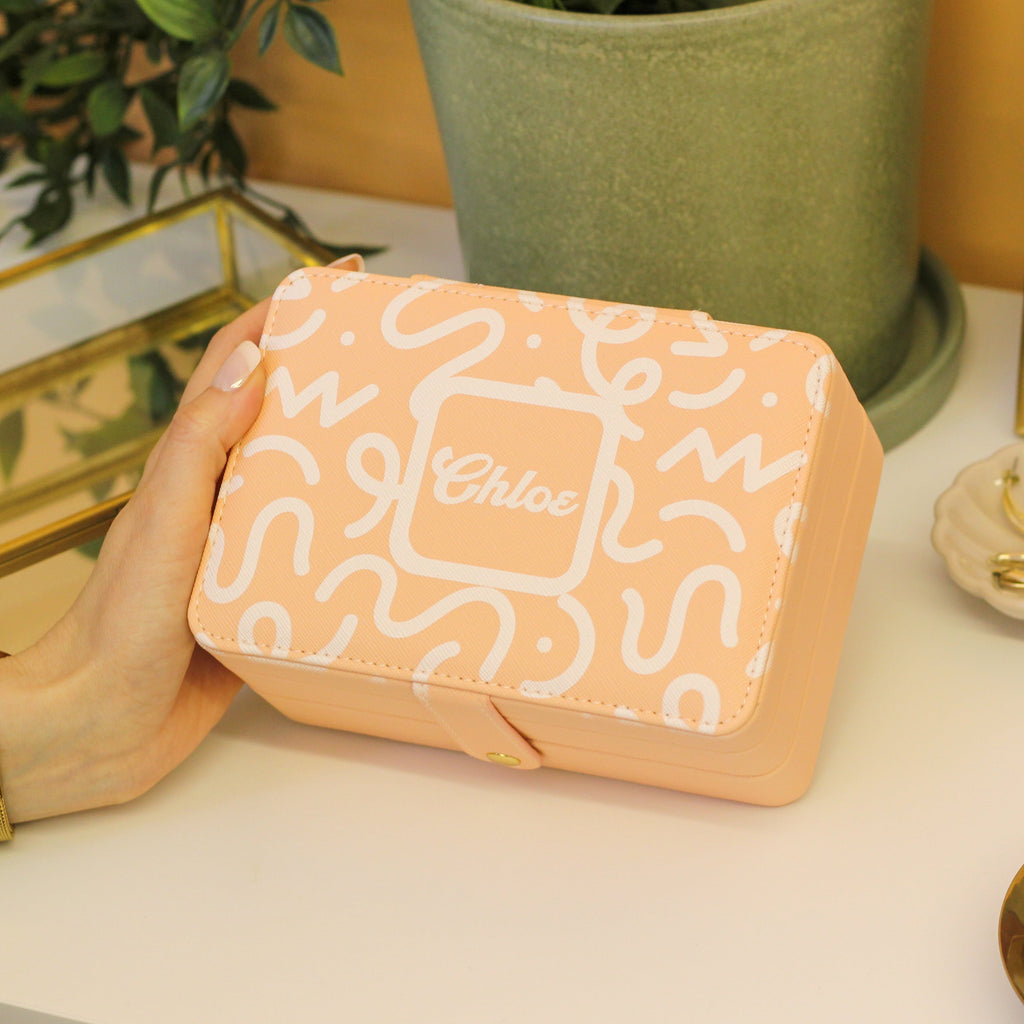 Rectangular Jewellery Box White Abstract Design