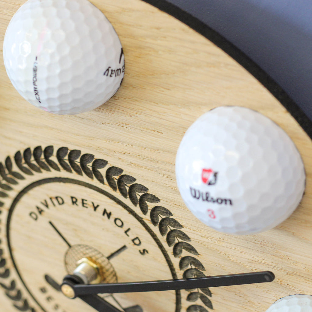 Personalised Golf Ball Clock Wall Art Gift For Men
