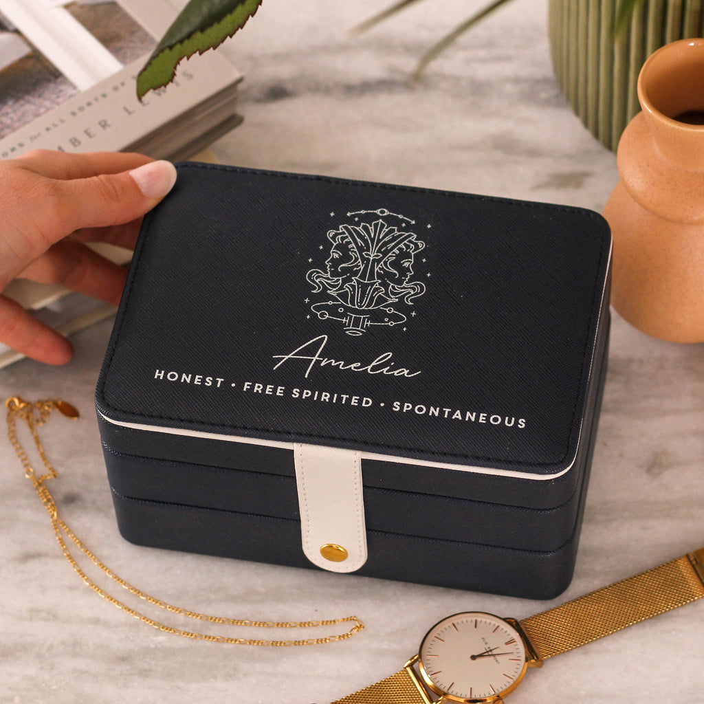Personalised Large Star Sign Jewellery Box Travel Gift