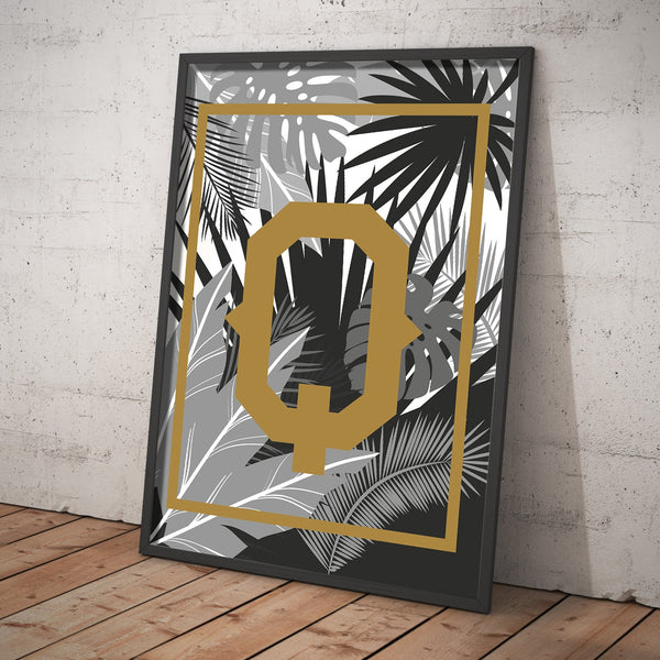 Personalised Black And White Floral Typographic Print