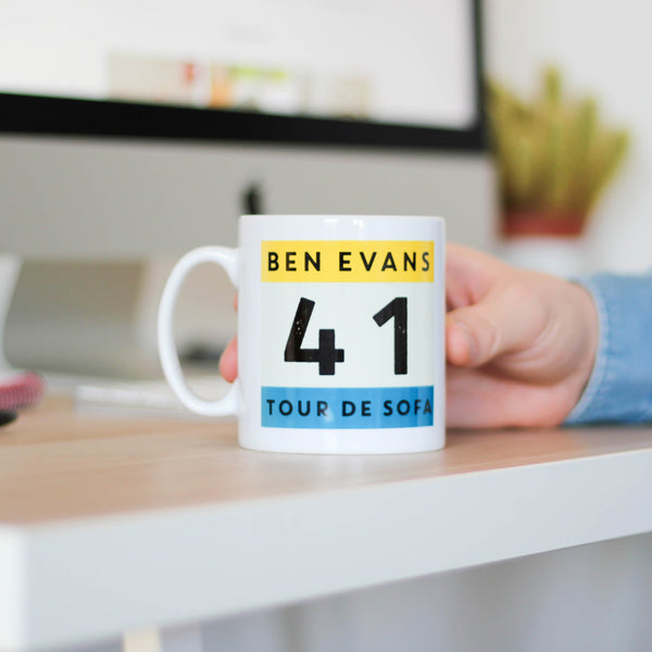 Personalised Tour De Sofa Ceramic Cycling Mug