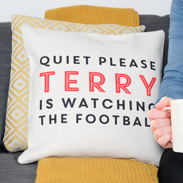 Personalised Quiet Please Cushion